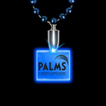 Flashing Illuminated Blue Square Charm w/ Mardi Gras Beads